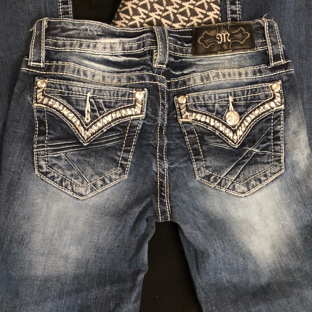 Distressed Miss Me Bootcut Jeans, size 24